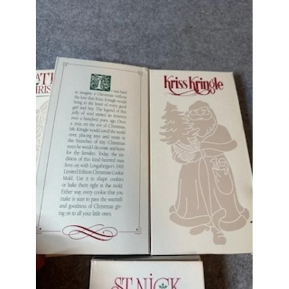 Longaberger Pottery Christmas Cookie Mold Set 5 Father Christmas St Nick 90-93